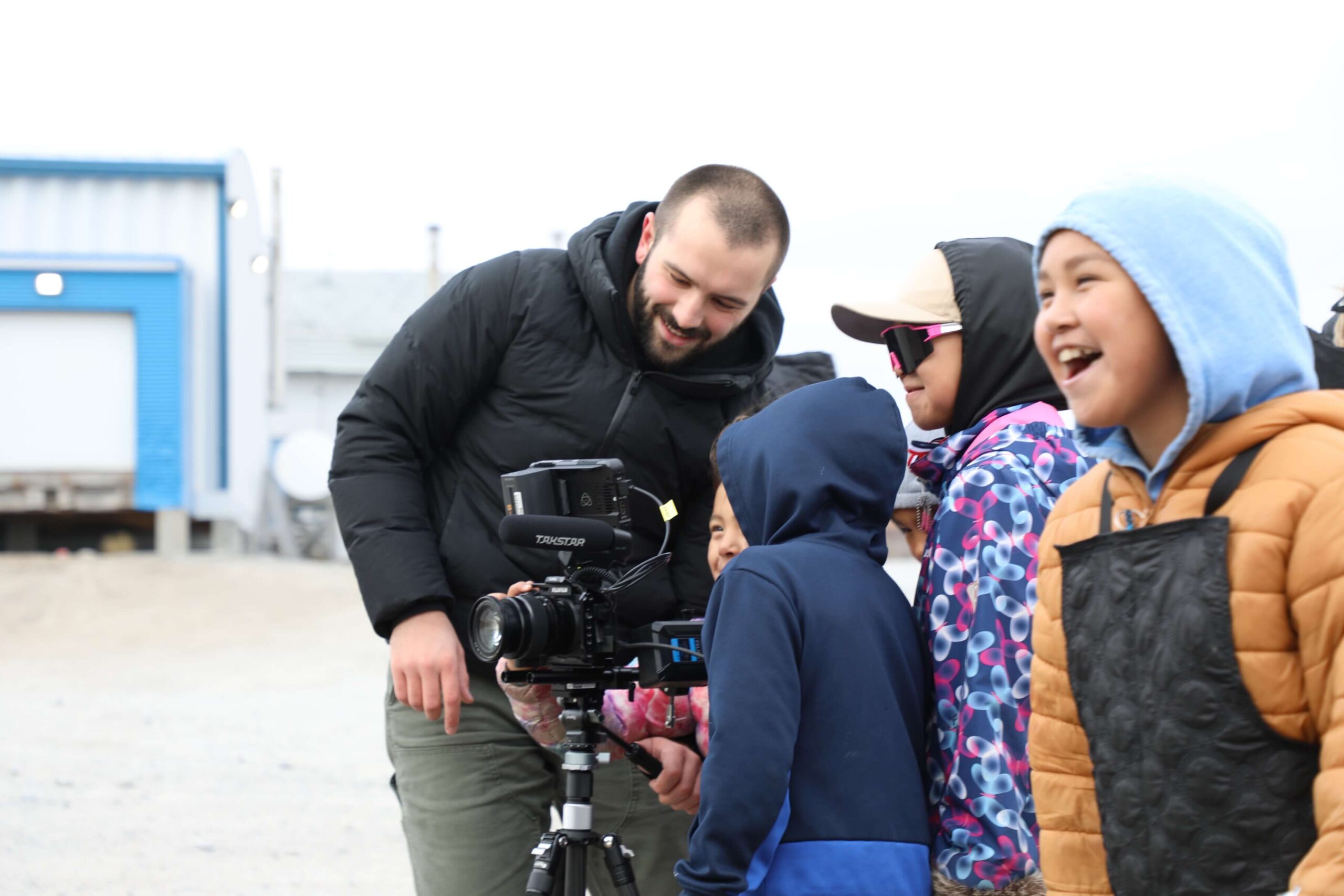 Children using the camera in Inukjuak